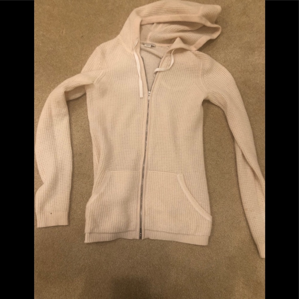 White + Warren Cashmere Waffle-Knit Zip-Up Hoodie